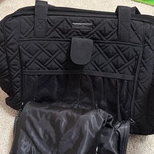 Vera Bradley Black Quilted Travel Tote with Organizer Pockets